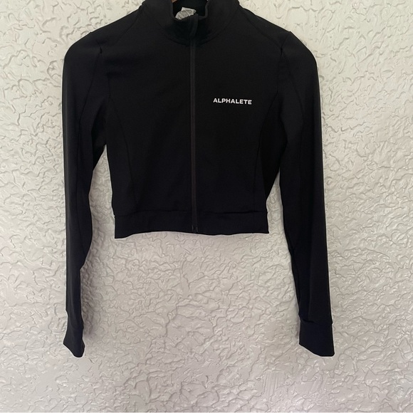 Alphalete Premium Trace Crop Jacket Size Small Black - Picture 2 of 6